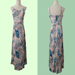 printed suspender maxi dress